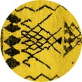 thumbnail image 1 of Ahgly Company Machine Washable Indoor Round Abstract Yellow Modern Area Rugs, 4' Round, 1 of 4