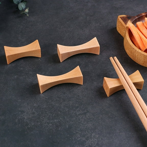 4pcs Pillow Type Chopsticks Rests Wooden Fork and Holder Spoon Stand Dinner Table Decor (Slender Waist)