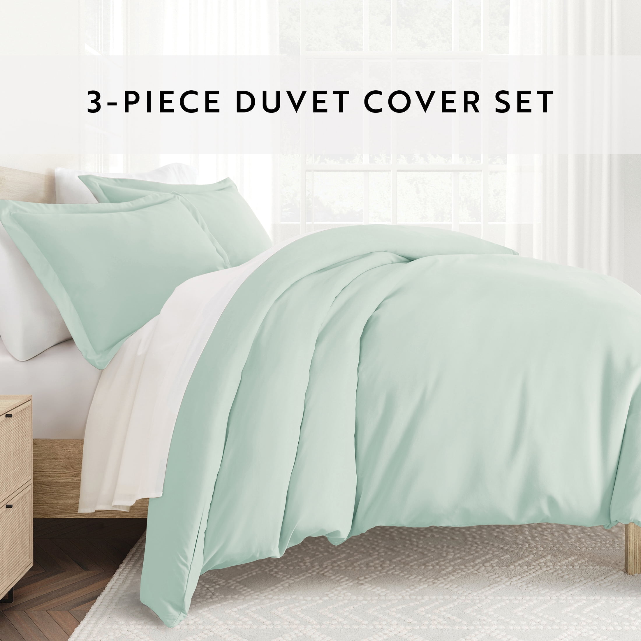 Noble Linens 3-Piece Aqua Duvet Cover Set, King/ Cal King