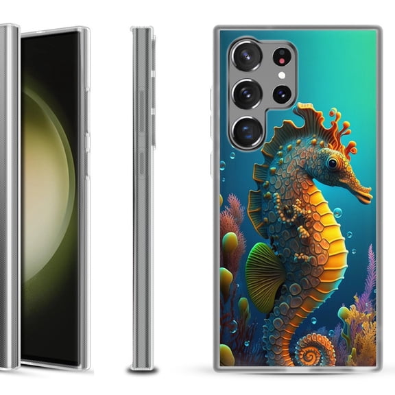 Slim-Fit Fashion Phone Case for Samsung Galaxy S23 Ultra, by OneToughShield ® - Seahorse