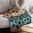 thumbnail image 3 of Green Brown Paw Print Throw Blanket for Couch,Lightweight Flannel Fleece Blanket,Vintage Farmhouse Country Wooden Grain Microfiber Plush All Season Decorative Blankets for Sofa Bed Office 40"x60", 3 of 9