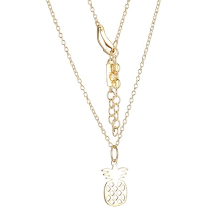 1K Yellow Gold High Polished Pineapple Pendant Necklace 18 + 2 Extention