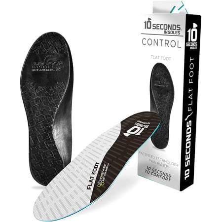 10 Seconds - Flat Foot Orthopedic Insole – Corrective Arch Support for Flat Feet, Biostatic Topper with Shock Absorbing Foam, Prevents Overpronation