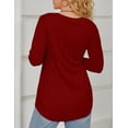 thumbnail image 4 of JYLFC Womens Crew Neck Tunic T-Shirts Long Shirts Long Sleeve Tops, Claret L, 4 of 6