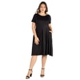 thumbnail image 3 of Plus Size Short Sleeve Fit N Flare Pocket Midi Dress, 3 of 6