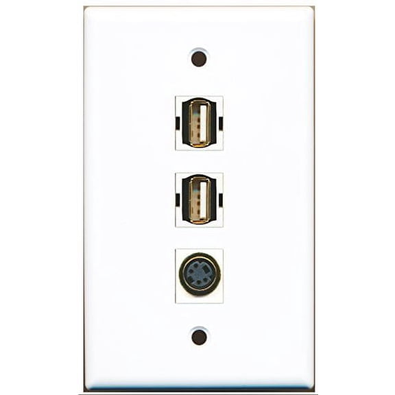 RiteAV - 2 Port USB A-A and 1 Port S-Video Wall Plate