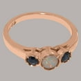 thumbnail image 6 of LBG British Made 14k Rose Gold Ring with Natural Opal & Sapphire Womens Engagement Ring - 33 size options - Size 7.25, 6 of 7