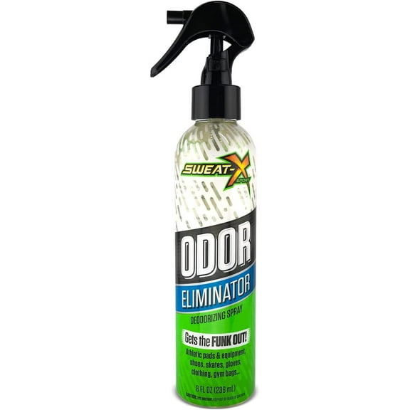 Sweat X Sport Extreme Odor Spray – Multipurpose Deodorizer for Stinky Shoes, Clothes, Sports Equipment & All Fabrics – Concentrated Formula, No Washing Required - Active Fresh Scent – 8 Fl Oz