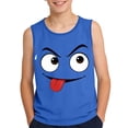 thumbnail image 2 of ITSAME Boys Graphic Tank Tops, Funny Face Print Loose Fit Crewneck Summer Fashionable Sleeveless Shirt Blue 8T, 2 of 6