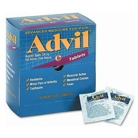 Advil antidouleur à dose unique Packets - Maux de tête, douleurs musculaires, maux de dos, arthrite, menstruelles Crampes - 50 / Box (ACM15000)