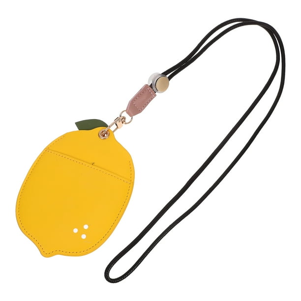 GOOHOCHY Porta credencial de limón, porta credencial, porta credencial, funda protectora para tarjetas, porta credencial de moda y bonito, funda para tarjetas con cordón.