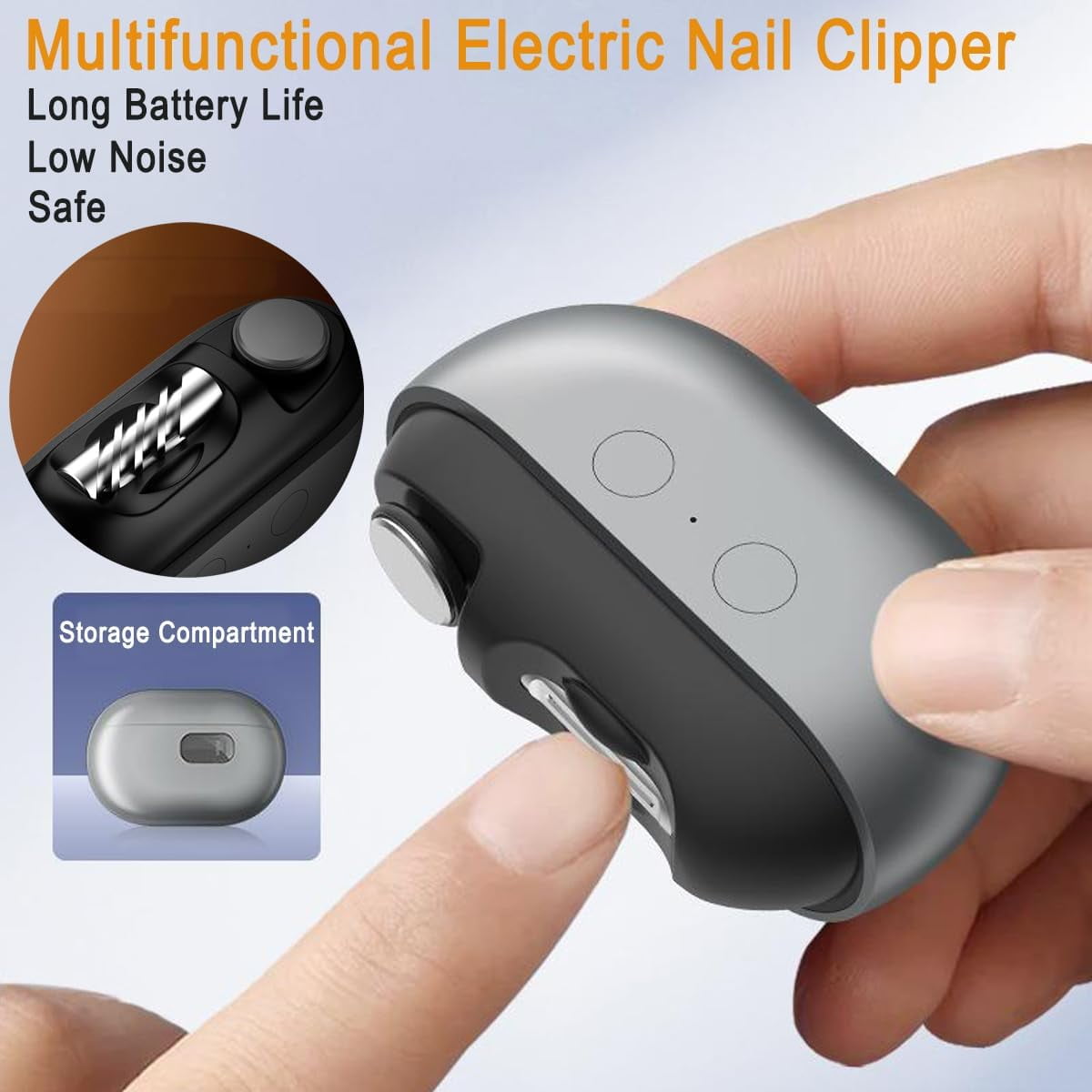 Electric Nail Clippers Seniors, 2026 New 3-in-1 Electric Automatic Nail Trimmer & Polisher with LED Light, USB Rechargeable, Nail Scraps Storage, Safer for Infants, The Elderly, and Adults, Black
