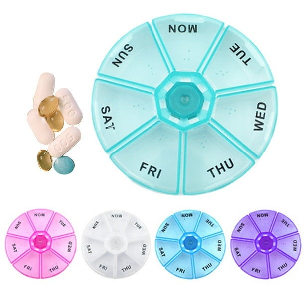1 Round 7 Day Pill Box Medicine Organizer Daily Weekly Medication Holder Travel