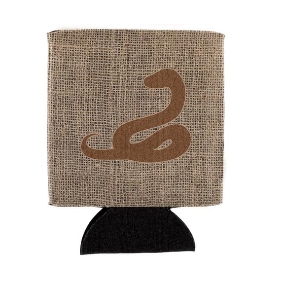 Snake Burlap and Brown Can or Bottle Beverage Insulator Hugger