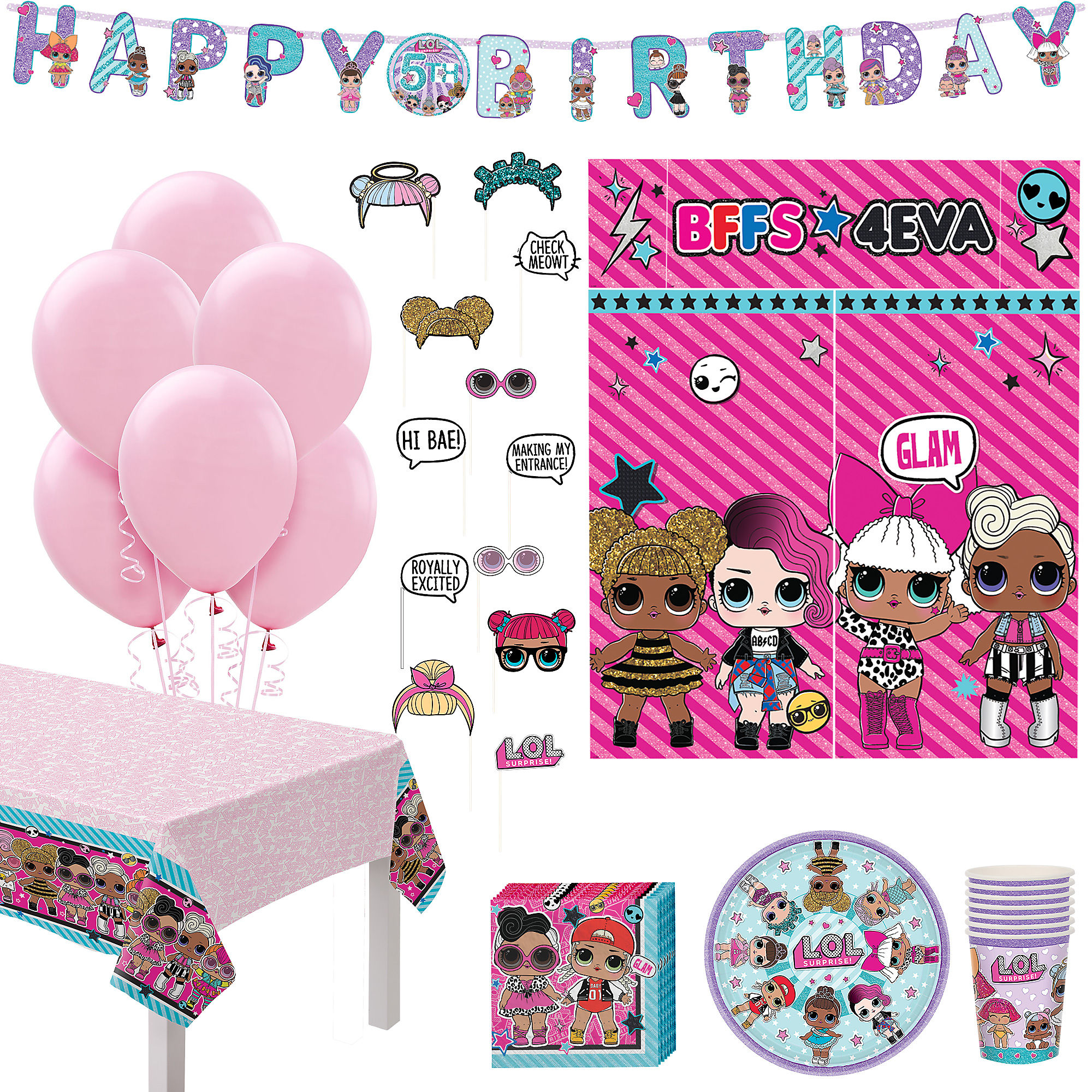 l o l surprise party supplies for 16 guests with tableware banner and more walmart com