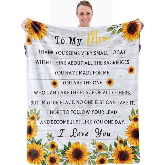 LHSHID Gifts for Mom to My Mom Blanket Throw Blanket for mom from Daughter Son with Words of Love Flannel Soft I Love You Mother Gifts Blanket for Mother’s Day mom Birthday Gifts 40"x50"