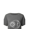 thumbnail image 4 of Qiylii Women Long Loose T-shirt, Sun and Moon Print Short Sleeve Round Neck Summer Tops, Plus Size S-XXXXXL, 4 of 5
