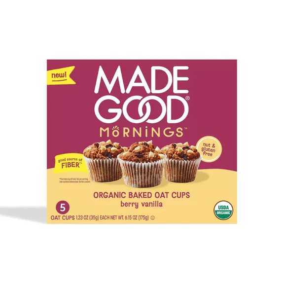 MadeGood Snack Bars Berry Vanilla Oat Cups - 1.23oz/5ct