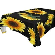 SKYSONIC Daisy Flower Tablecloth Waterproof Washable Polyester Square Table Cover Durable Tablecloth for Kitchen Dining Table Party Decor (54 X 54 Inch)