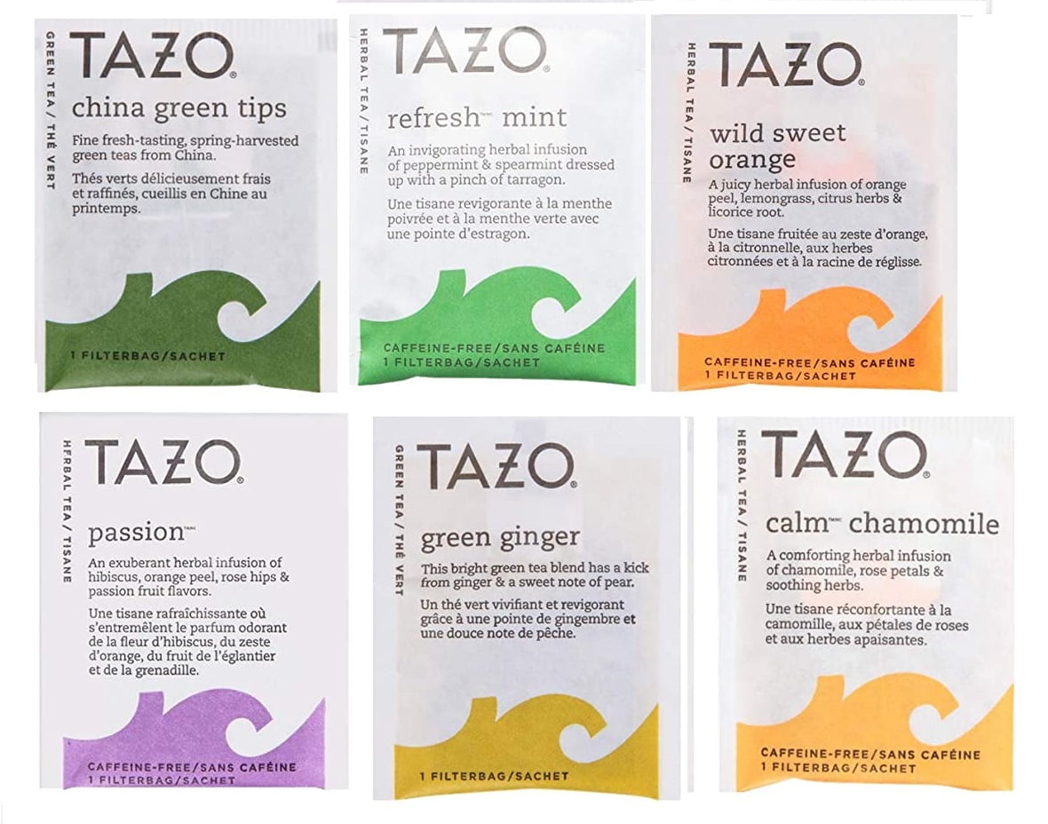 Tazo Tea Bags Sampler Assortment Variety Pack 30 Count 6 Different