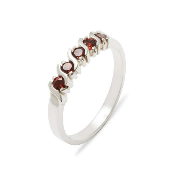 LBG British Made 925 Sterling Silver Natural Garnet Womens Eternity Ring - 33 size options - Sizes 4 to 12 Available