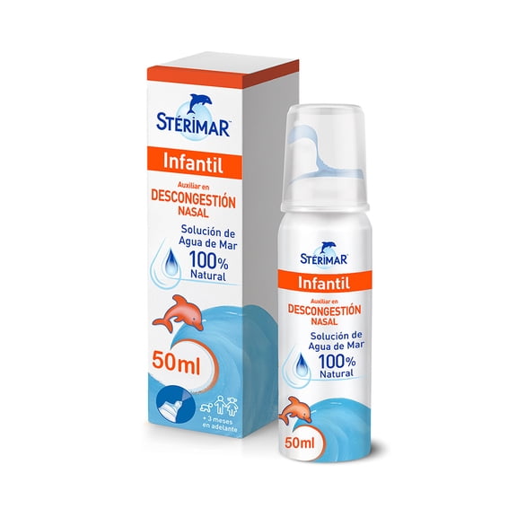 Stérimar Solución Hipertónica Nasal Infantil 50 ml. Auxiliar en Descongestión Nasal. Uso de 10 a 15 Días. Con Boquilla Pediátrica