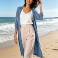 thumbnail image 4 of Solid Color Open Front Maxi Long Cardigan Sweater for Women Lightweight Long Sleeve Cardigan Oversized Long Coat Trendy, 4 of 7