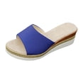 thumbnail image 7 of Platform Espadrilles for Women Peep Toe Wedge Sandals Slip on Summer Slides Nonslip Beach Dress Shoes Blue Size 9.5, 7 of 7