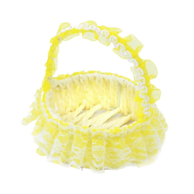 Cesta de flores para bodas, cestas tejidas, portátil, hermosa cesta para flores. Amarillo