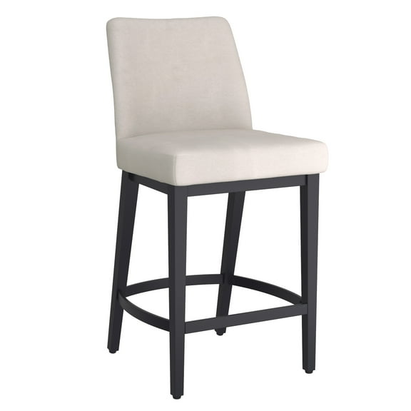 Modern Fabric and Metal 26" Counter Stool Set of 2 Beigeand Black