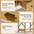 thumbnail image 4 of AHB 39.4" Walnut Wood Console Table, Narrow Entryway Table with 3 Drawers and 2-Tier Storage Shelves, Sofa Table for Hallway, Living Room and Bedroom, Oak, 4 of 7