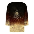 thumbnail image 5 of HaHaHappy Christmas Shirt Women Plus Size Party 3/4 Sleeve Tunic Tops Christmas Tree Print Vintage T-Shirts V Neck Ugly Three Quarter Length Pullover Funny Blouses Gold XL, 5 of 5