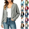 thumbnail image 7 of Jewelreauty Womens Light Jackets with Thumb Holes Pockets Long Sleeve Full-zip Bomber Coat Collarless Outwear (XL, White), 7 of 7