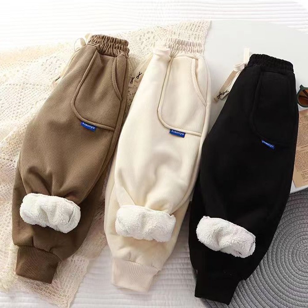 Jean Garçon Doublé Polaire Pour L'hiver - Coupe Droite, Taille élastique, Confortable Et Chaud Pour L'extérieur