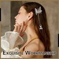 thumbnail image 3 of 2 horquillas elegantes con borlas y forma de mariposa, con forma de mariposa voladora y clip lateral antiguo, de metal, con borlas, para mujeres y niñas, 3 of 10