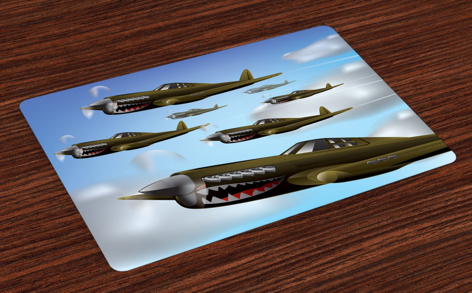 Airplane Placemats Set of 4 Fighter Aircrafts Up in Air Flight