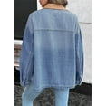 thumbnail image 6 of Eytino Denim Jackets for Women Oversized Jean Jacket with Contrast Trim Long Sleeve Button Down Jean Coat with Pockets Outerwear, 6 of 10