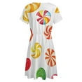 thumbnail image 5 of Candy Pattern Rainbow Lollipop Dress Fashion Beach Short Sleeve Dresses Female Party Printed Sundress, 5 of 7
