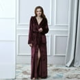 thumbnail image 3 of HAPIMO Savings Women's Robes Soft Sleepwear Cotton Plush Robe Warm Fleece Bathrobe Ankle Length Long Winter Bath Robes Nightgown Wine XL, 3 of 5