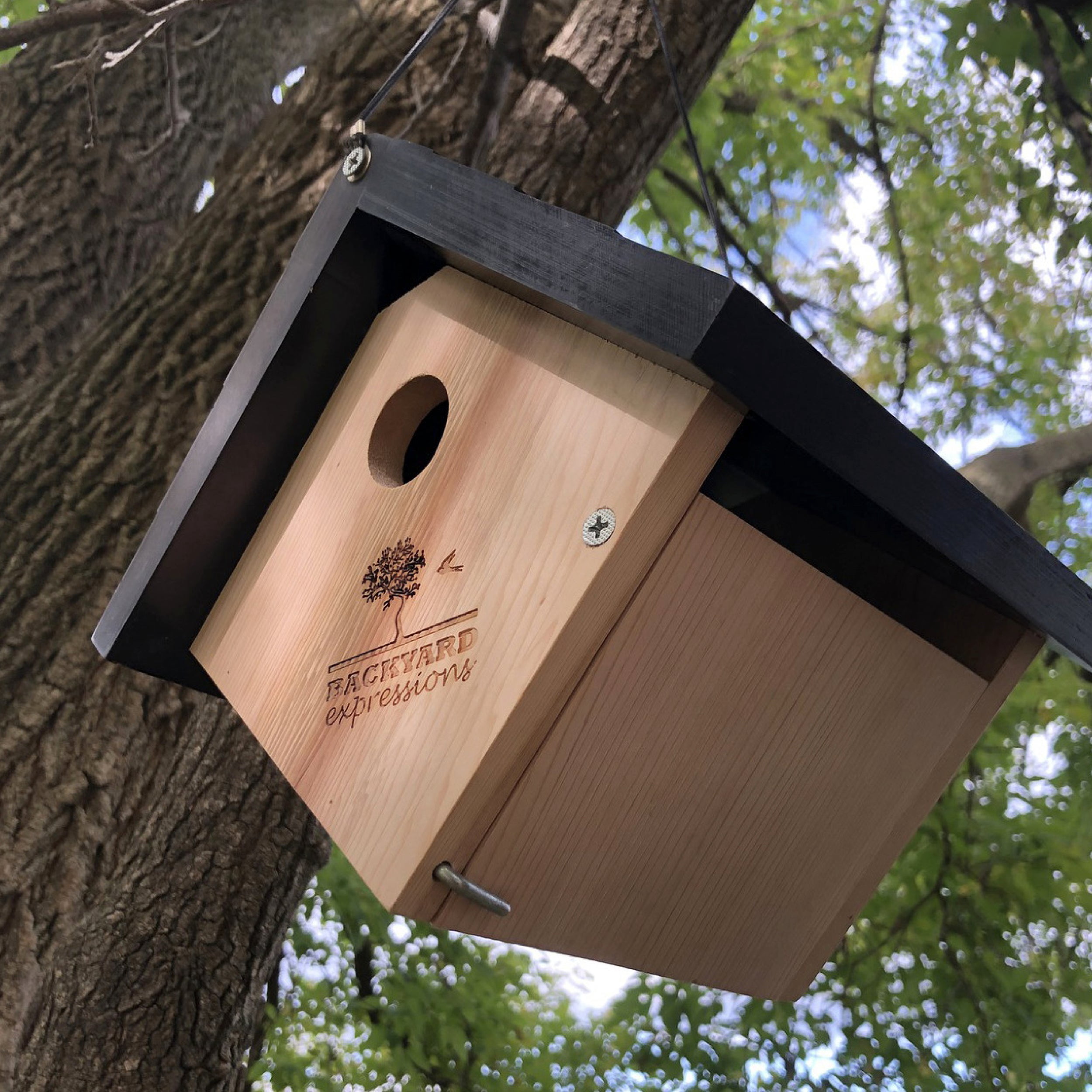Hanging Wooden Bird House with Rope