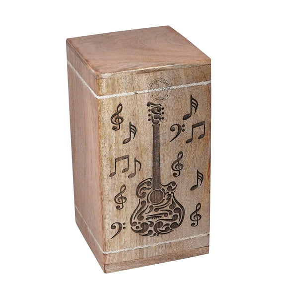 Guitar Wooden Urns for Human Ashes Adult Large - Cremation Urn for Ashes -Burial Urn for Columbarium - Funeral Urn Box (250 LB - Hardwood, Music)