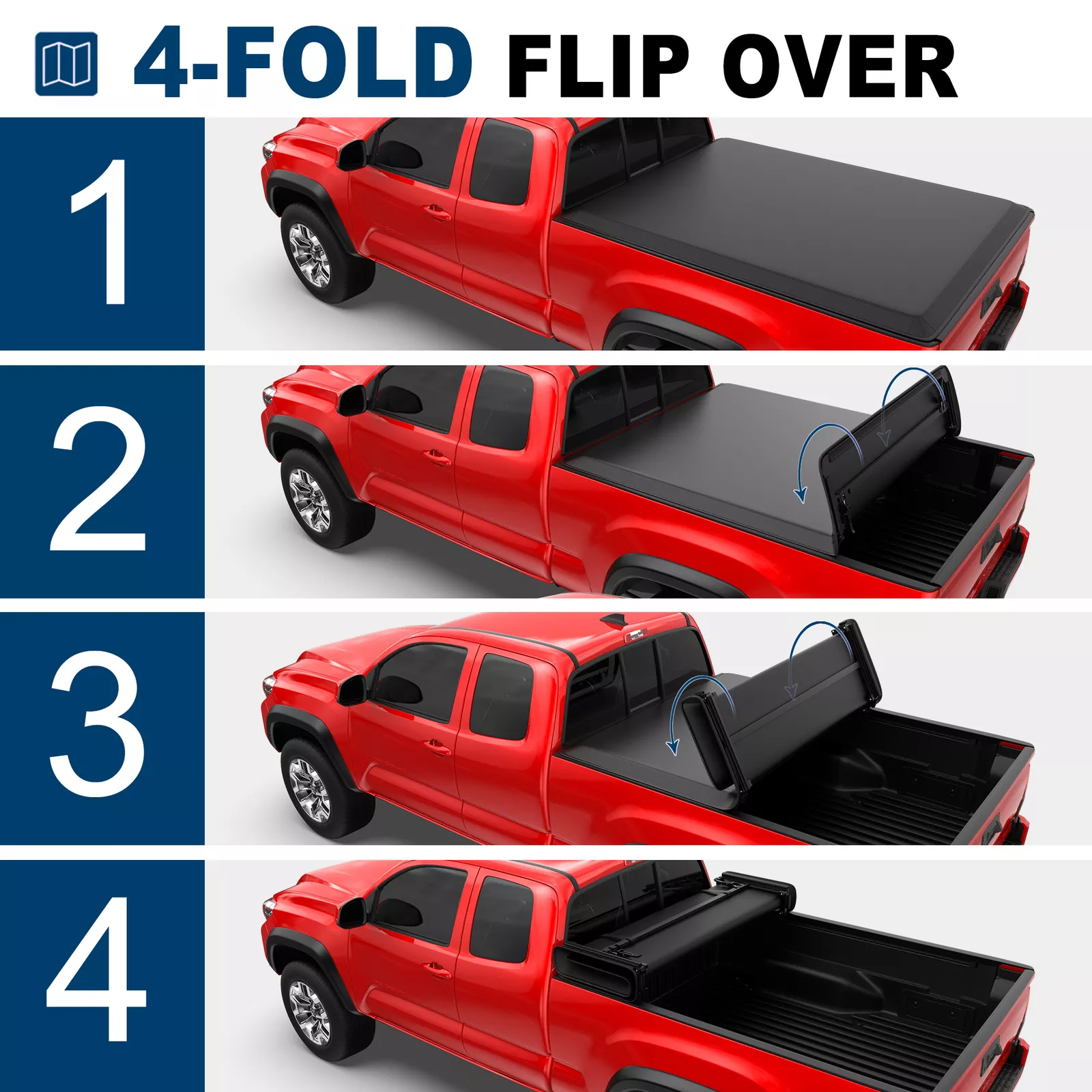 MOSTPLUS 5.5FT 4-Fold Tonneau Cover for 2015-2026 Toyota Tundra SR5 w/Lamp Truck Bed