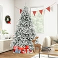 thumbnail image 2 of Patiojoy 8 FT Pre-lit Artificial Christmas Tree Hinged Snow-flocked Xmas Tree with 1370 Branch Tips 600 Warm White LED Lights, 2 of 9