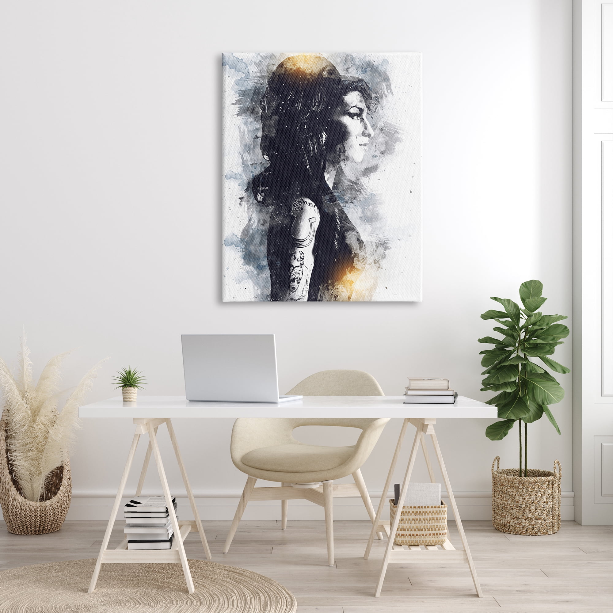 Stupell Industries Amy Winehouse Modern Abstract Pattern Portrait Famous Figure, 36 x 48, Design by Birch&Ink