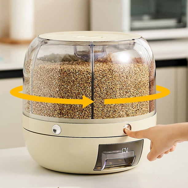 Dispensador de Granos a Granel, Almacenamiento de Contenedores de Granos de Cereales, Contenedor Dispensador de Perro Giratorio de 360 degree Transparente , l L Soledad Contenedor dispensador