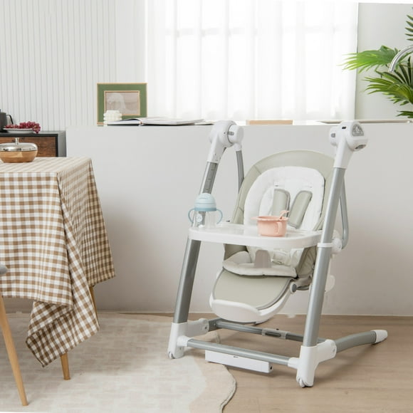 Silla Alta Plegable Costway Modo Columpio 3 en 1 Gris