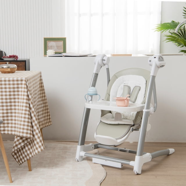 Silla Alta Plegable Costway Modo Columpio 3 en 1 Gris