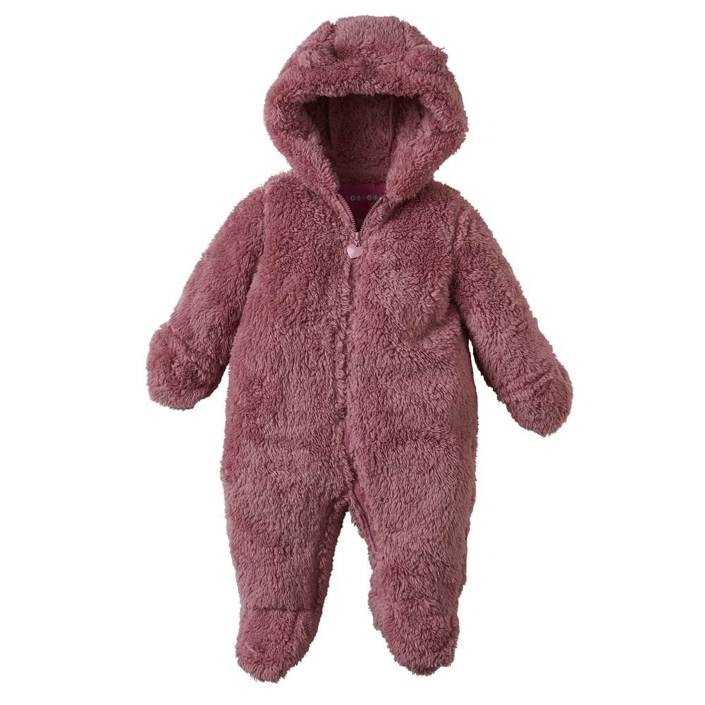 WIPPETTE KIDS Wippette Baby Girl Sherpa Hooded Pram Snowsuit