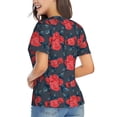 thumbnail image 3 of Vsdgher Rose Flowers Women Shirts V Neck Short Sleeve Tops T-Shirt Basic Tees, S to 3XLLarge, 3 of 5