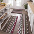 thumbnail image 2 of Boho Red Knitted Ethnic Pattern Kitchen Rugs Sets Of 3,Kitchen Runner Rugs Non Skid Washable,Decorative Kitchen Floor Mats for Kitchen,Sink,Laundry,17"x30"+ 17"x47" + 17"x59", 2 of 6
